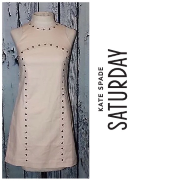 kate spade Dresses & Skirts - ⭐️Kate Spade Saturday 8 Sleeveless Dress Tan Studs